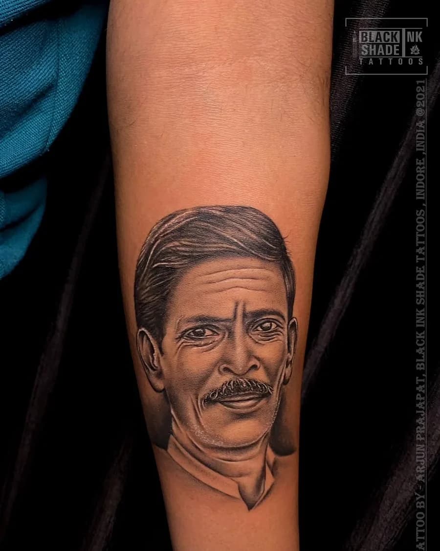 Detailed portrait tattoo artwork
